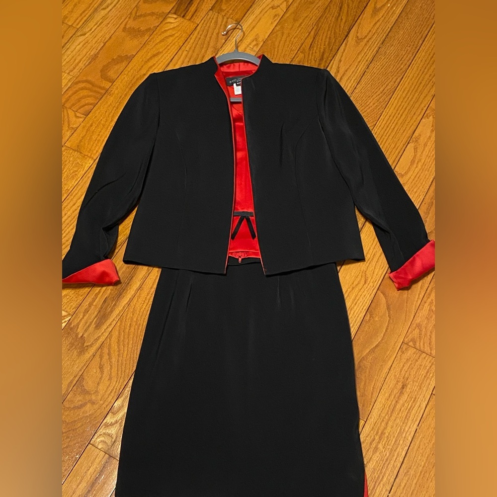 Vintage VTG Women's Miss Dorby Red Black 3-Piece Skirt Suit‎ Size 6P 6 Petite
